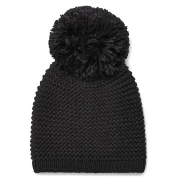 UGG Chunky Knit  Black  Pom-Pom Beanie - Picture 2 of 3